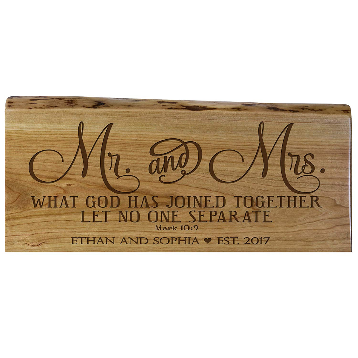 Personalized Natural Cherry Wood Inspirational Sign with Names & Year - LifeSong Milestones