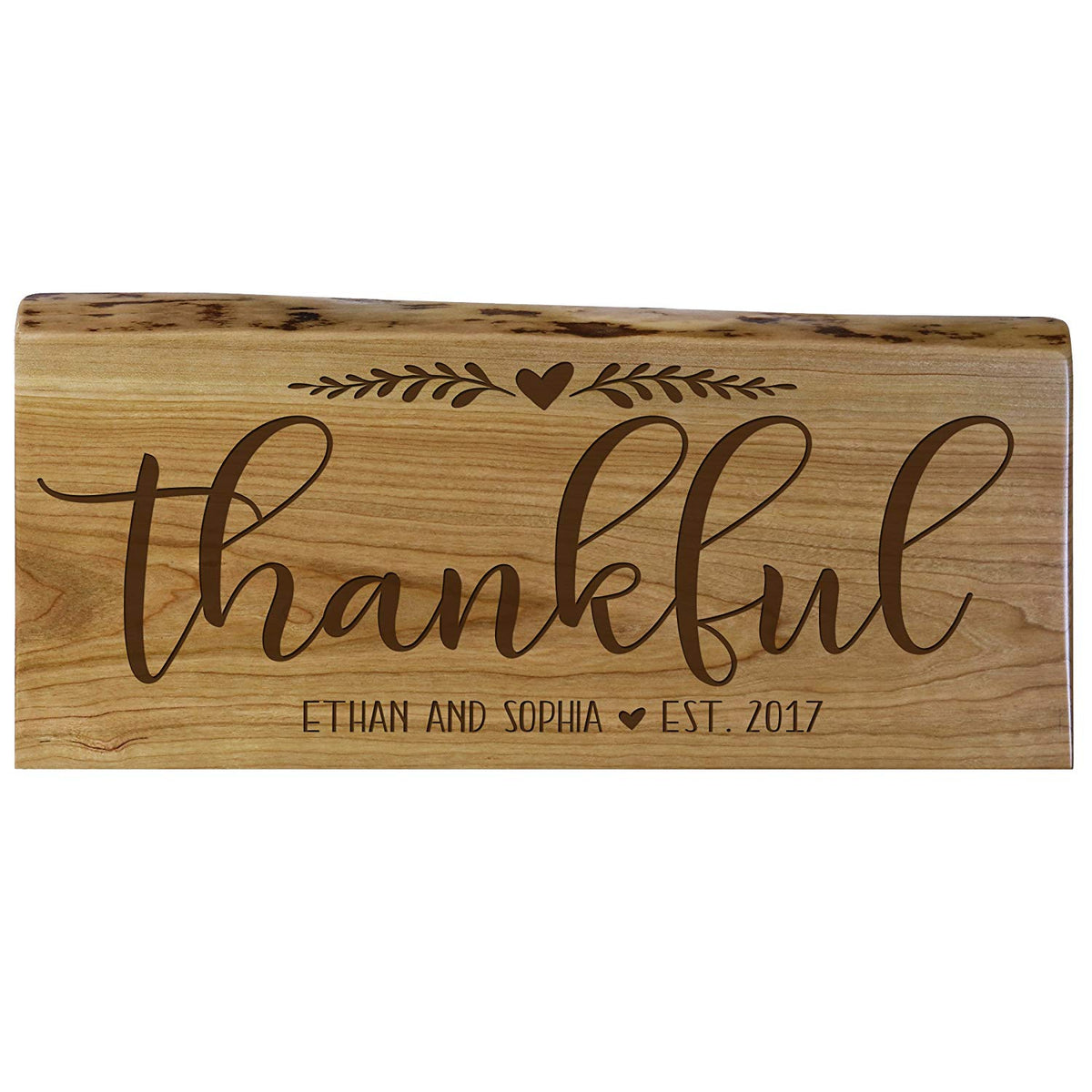 Personalized Natural Cherry Wood Inspirational Sign with Names & Year - LifeSong Milestones