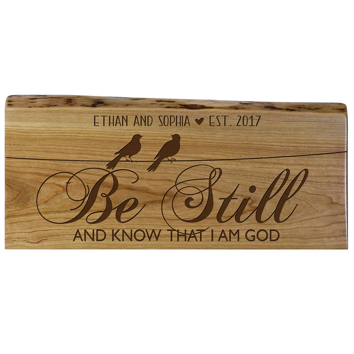 Personalized Natural Cherry Wood Inspirational Sign with Names & Year - LifeSong Milestones