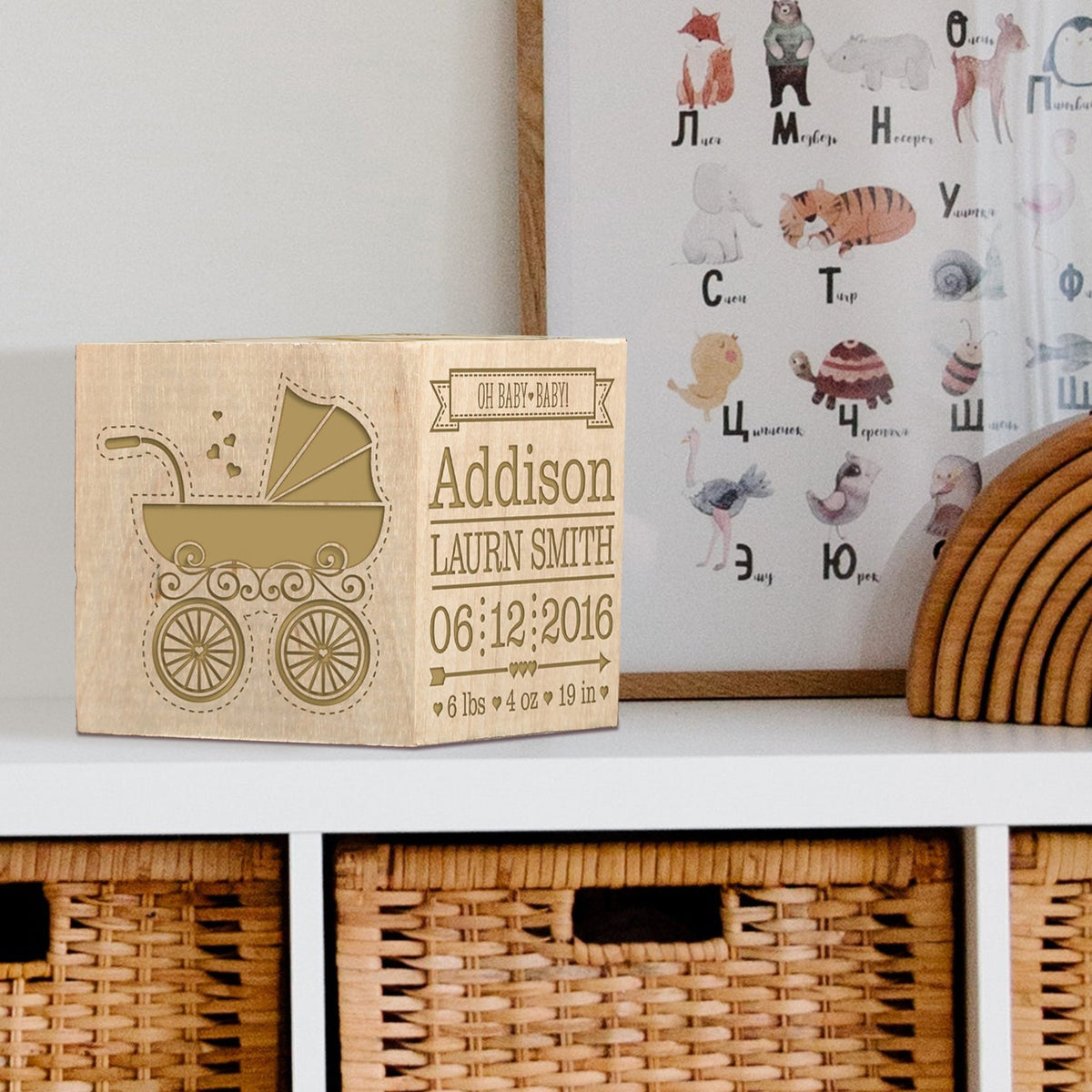 Personalized New Baby Announcement Decoration Block - Names - LifeSong Milestones