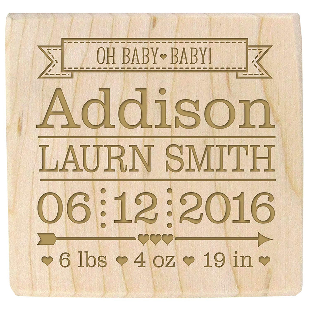 Personalized New Baby Announcement Decoration Block - Names - LifeSong Milestones