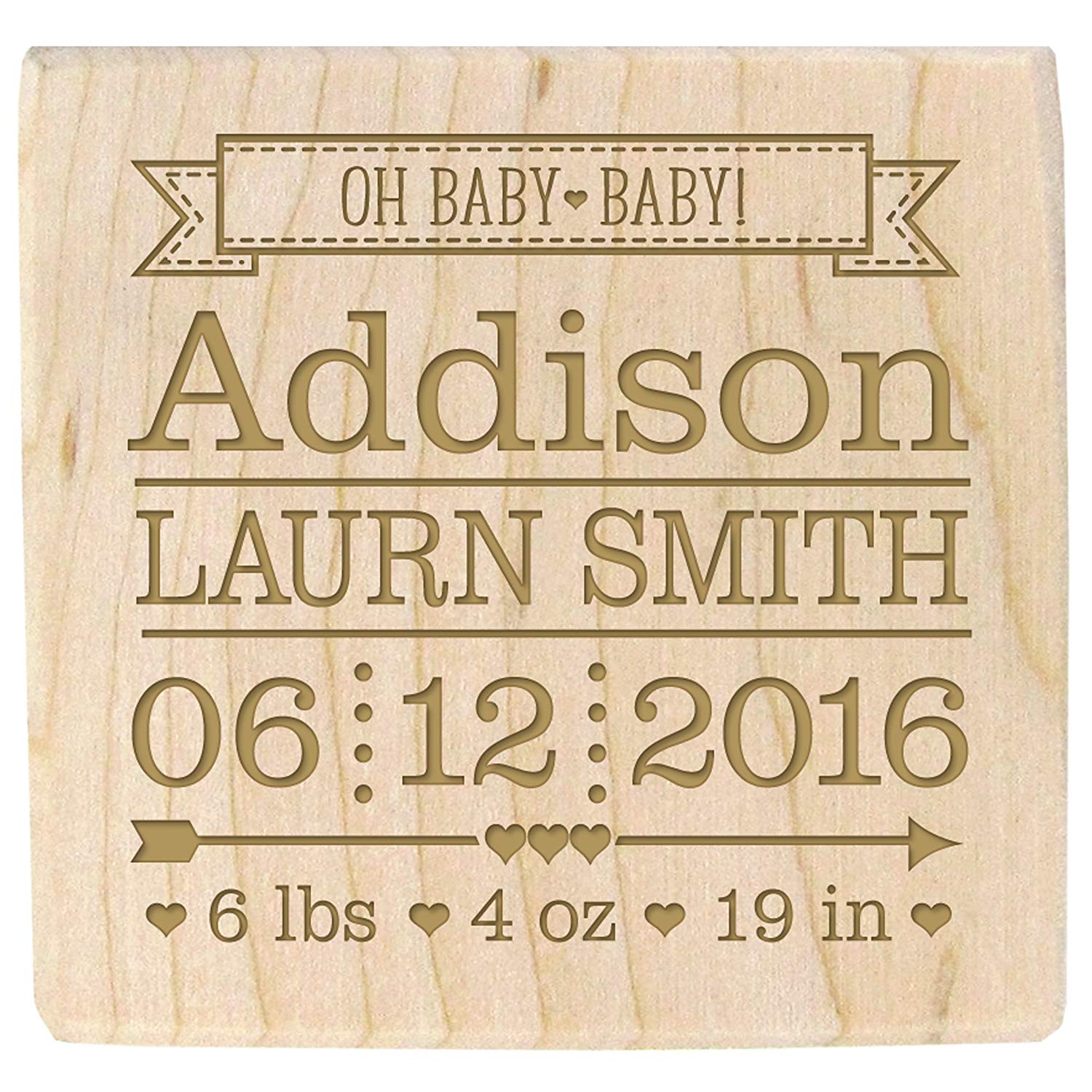 Personalized New Baby Announcement Decoration Block - Names - LifeSong Milestones