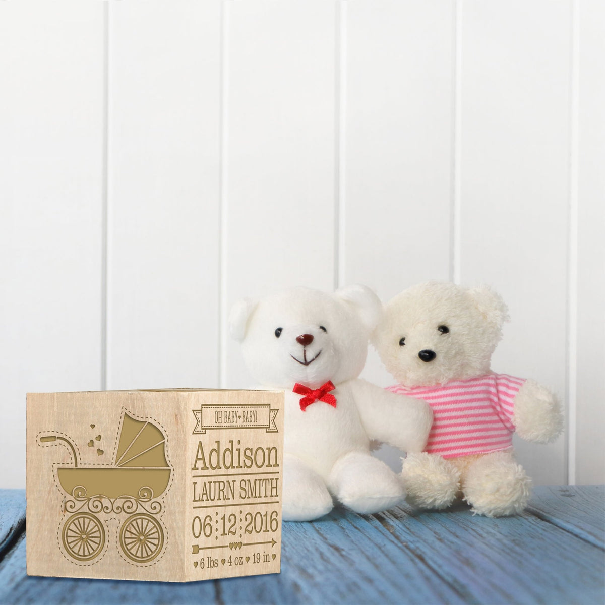 Personalized New Baby Announcement Decoration Block - Names - LifeSong Milestones