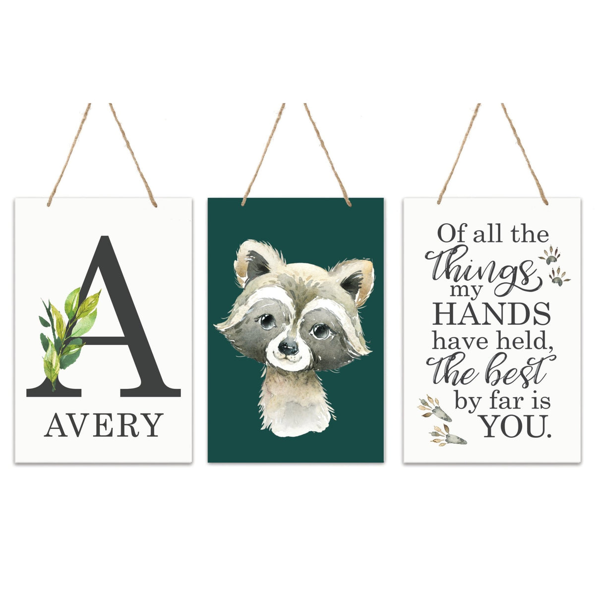 Personalized New Baby Newborn Birth Arrival Monogram Signs - Boys Forest Animal - LifeSong Milestones