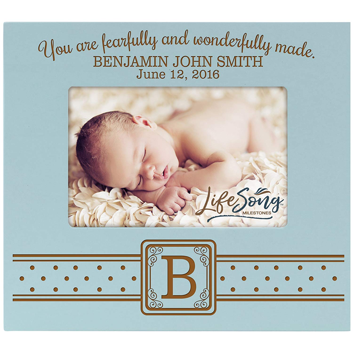 Personalized New Baby Photo Frame - Fearfully & Wonderfully - LifeSong Milestones
