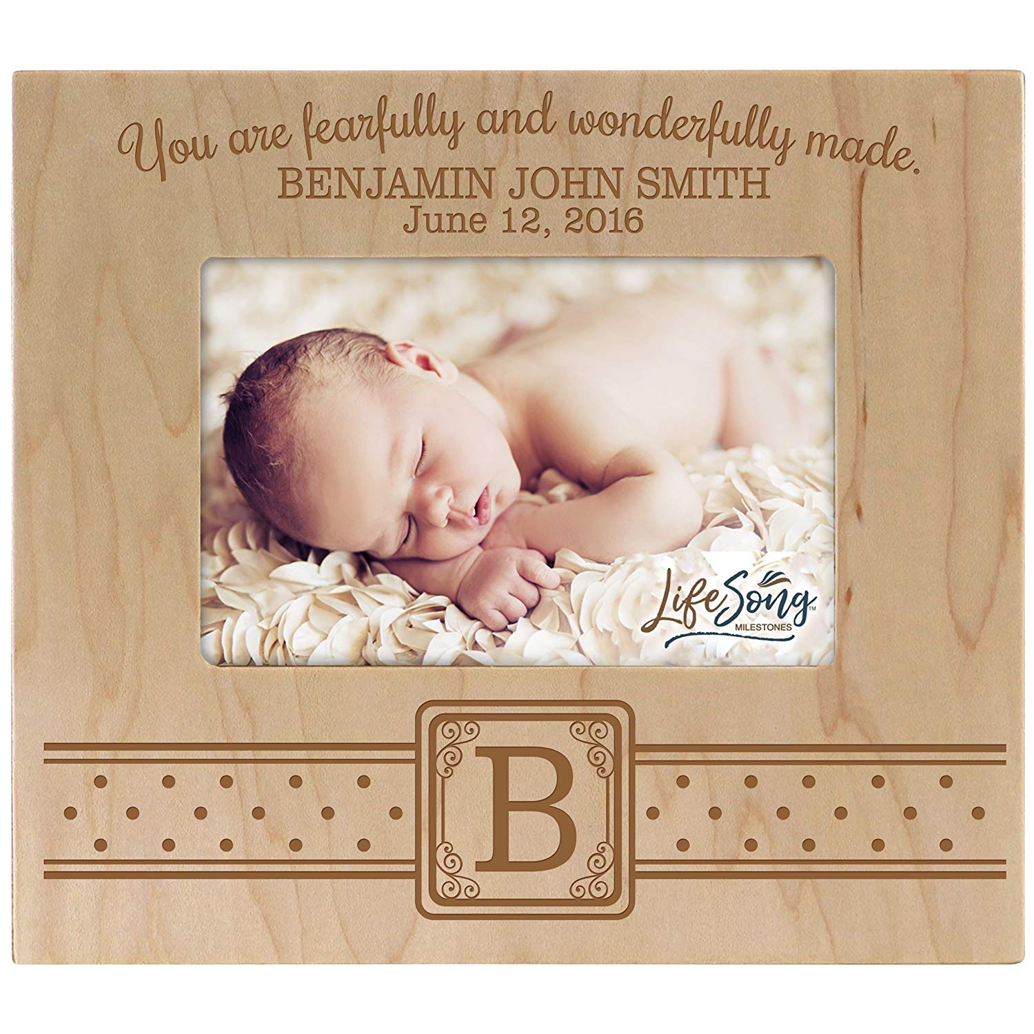 Personalized New Baby Photo Frame - Fearfully & Wonderfully - LifeSong Milestones