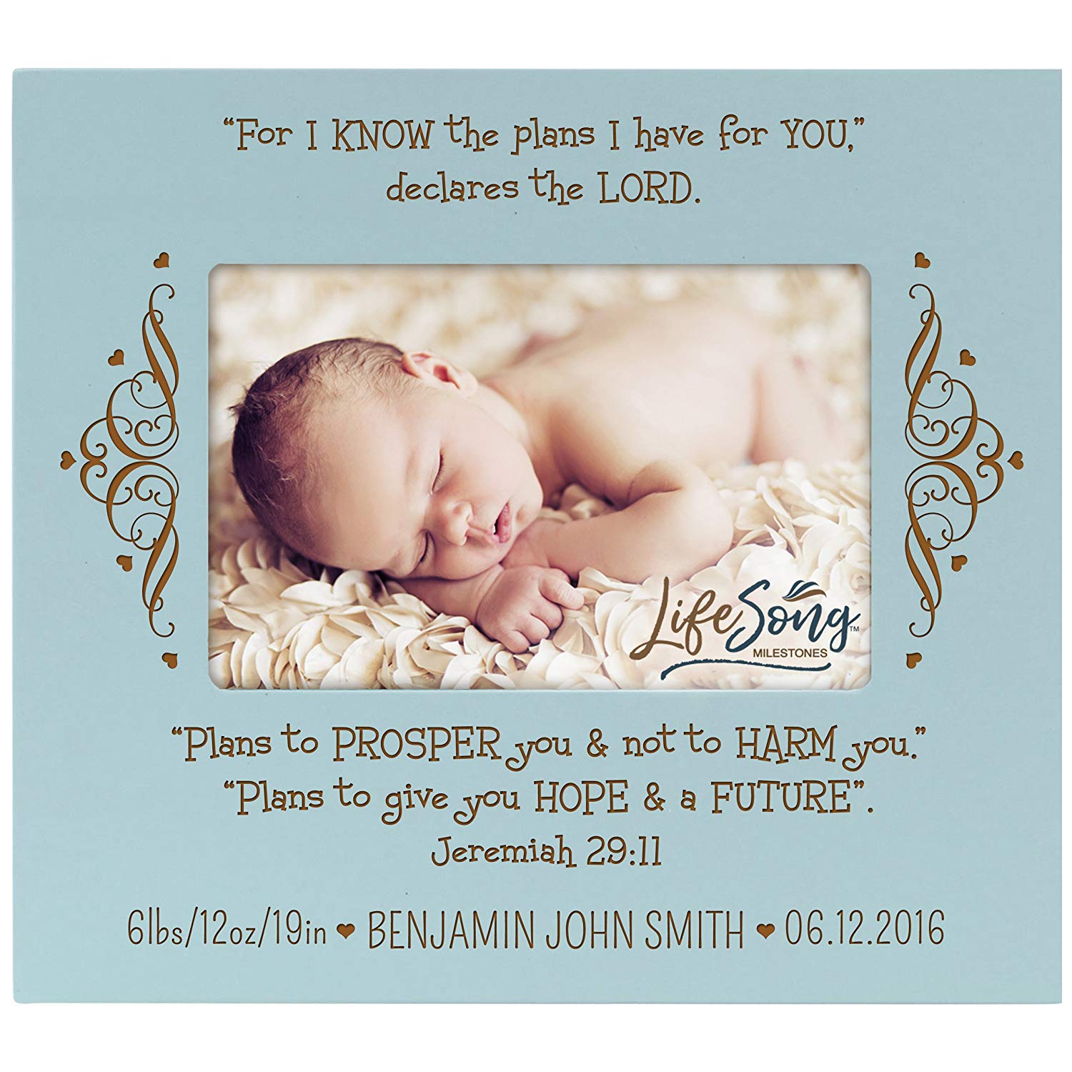 Personalized New Baby Photo Frame - For I Know The Plans - LifeSong Milestones