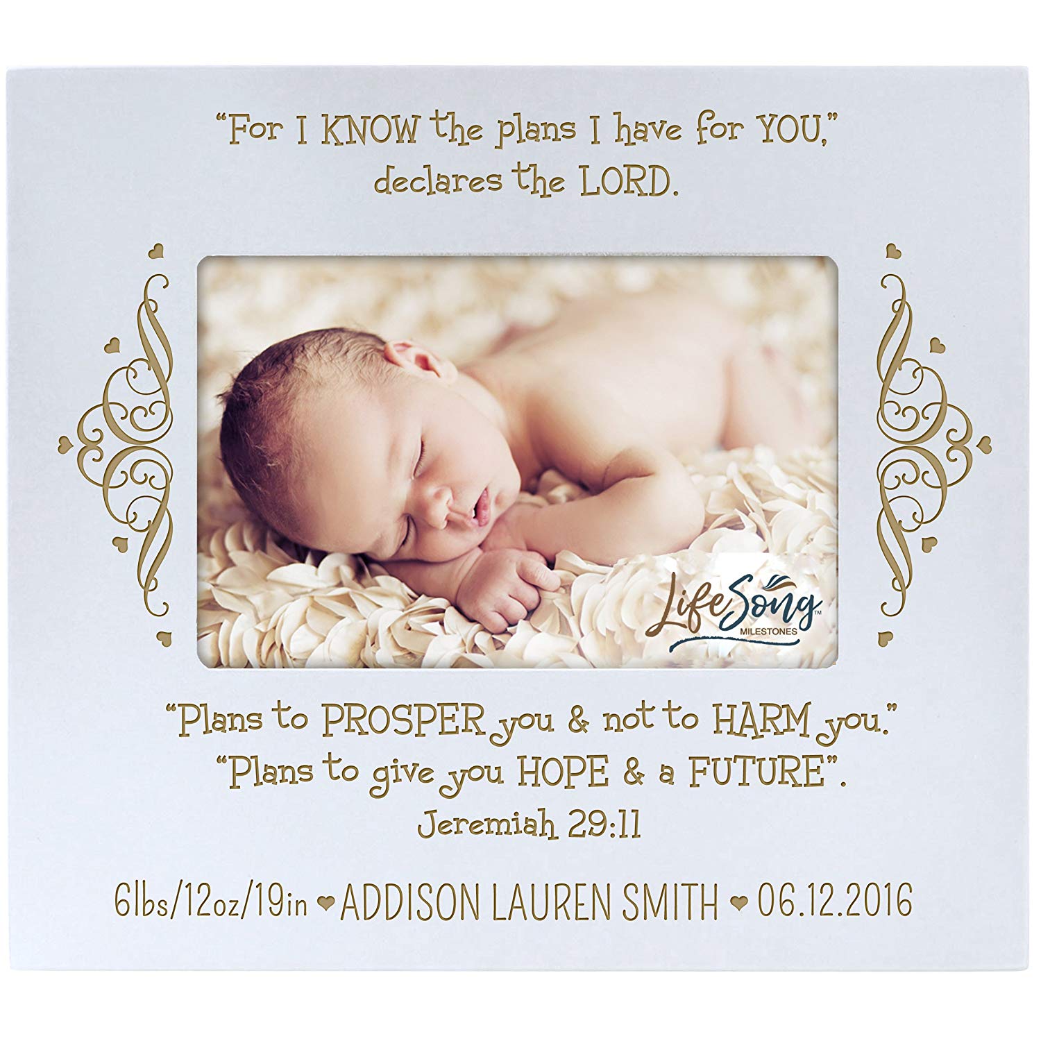 Personalized New Baby Photo Frame - For I Know The Plans - LifeSong Milestones