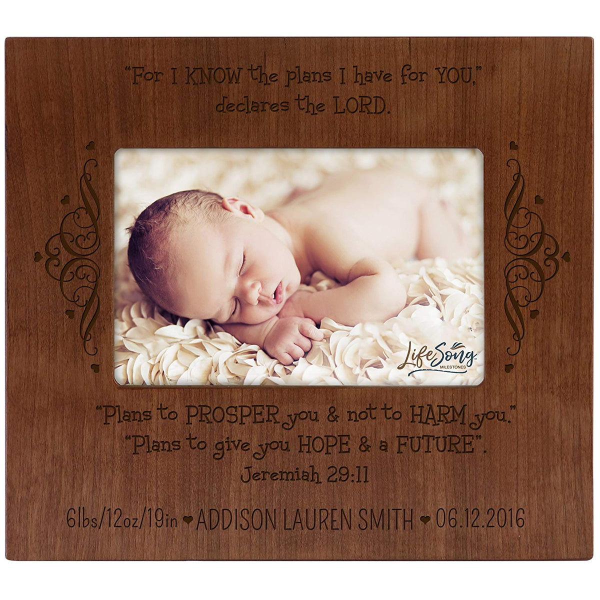 Personalized New Baby Photo Frame - For I Know The Plans - LifeSong Milestones