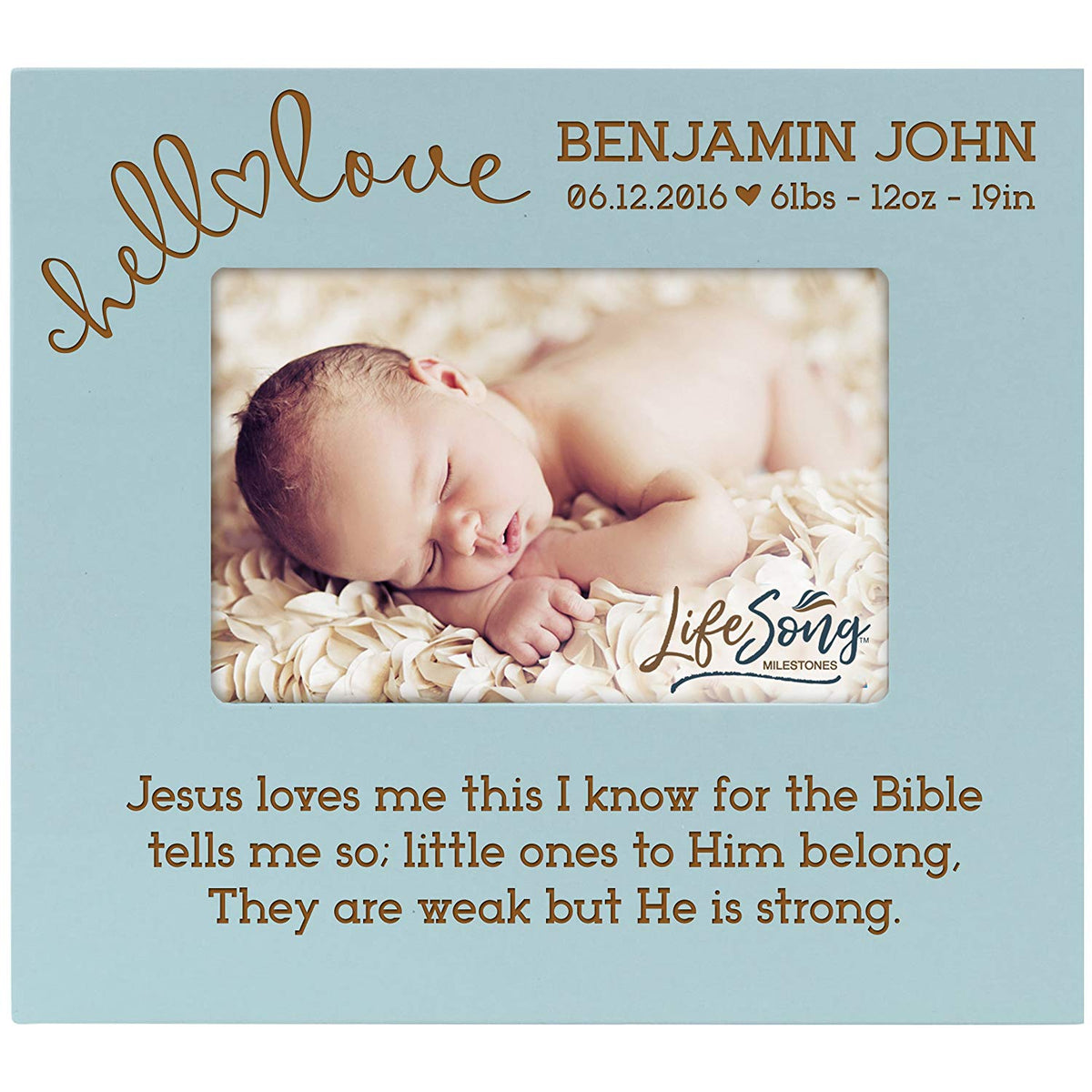 Personalized New Baby Photo Frame - Jesus Loves Me - LifeSong Milestones