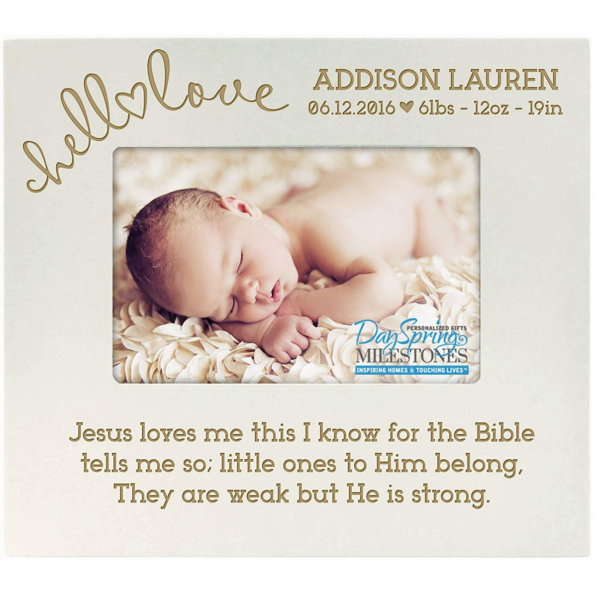 Personalized New Baby Photo Frame - Jesus Loves Me - LifeSong Milestones