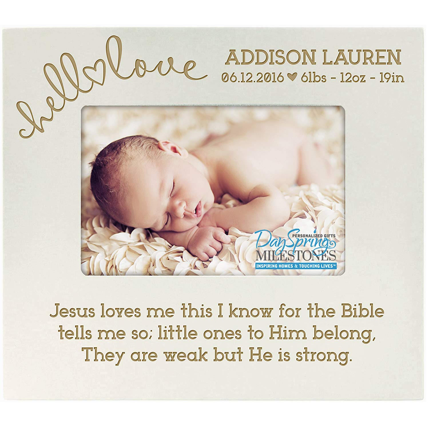 Personalized New Baby Photo Frame - Jesus Loves Me - LifeSong Milestones