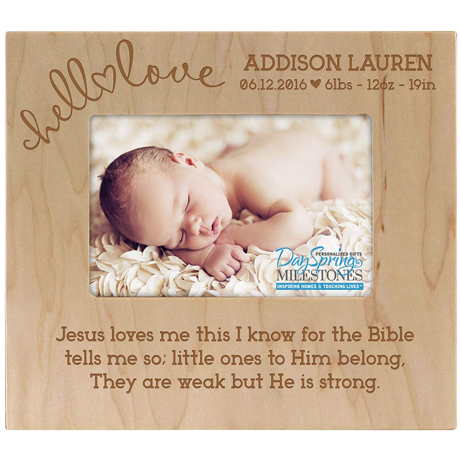 Personalized New Baby Photo Frame - Jesus Loves Me - LifeSong Milestones