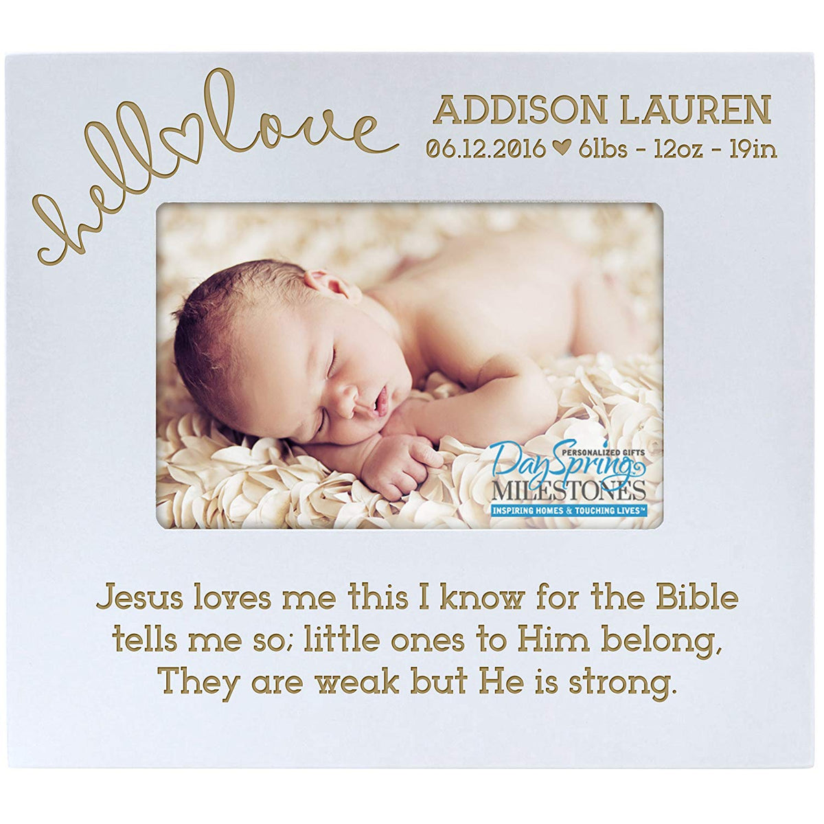Personalized New Baby Photo Frame - Jesus Loves Me - LifeSong Milestones