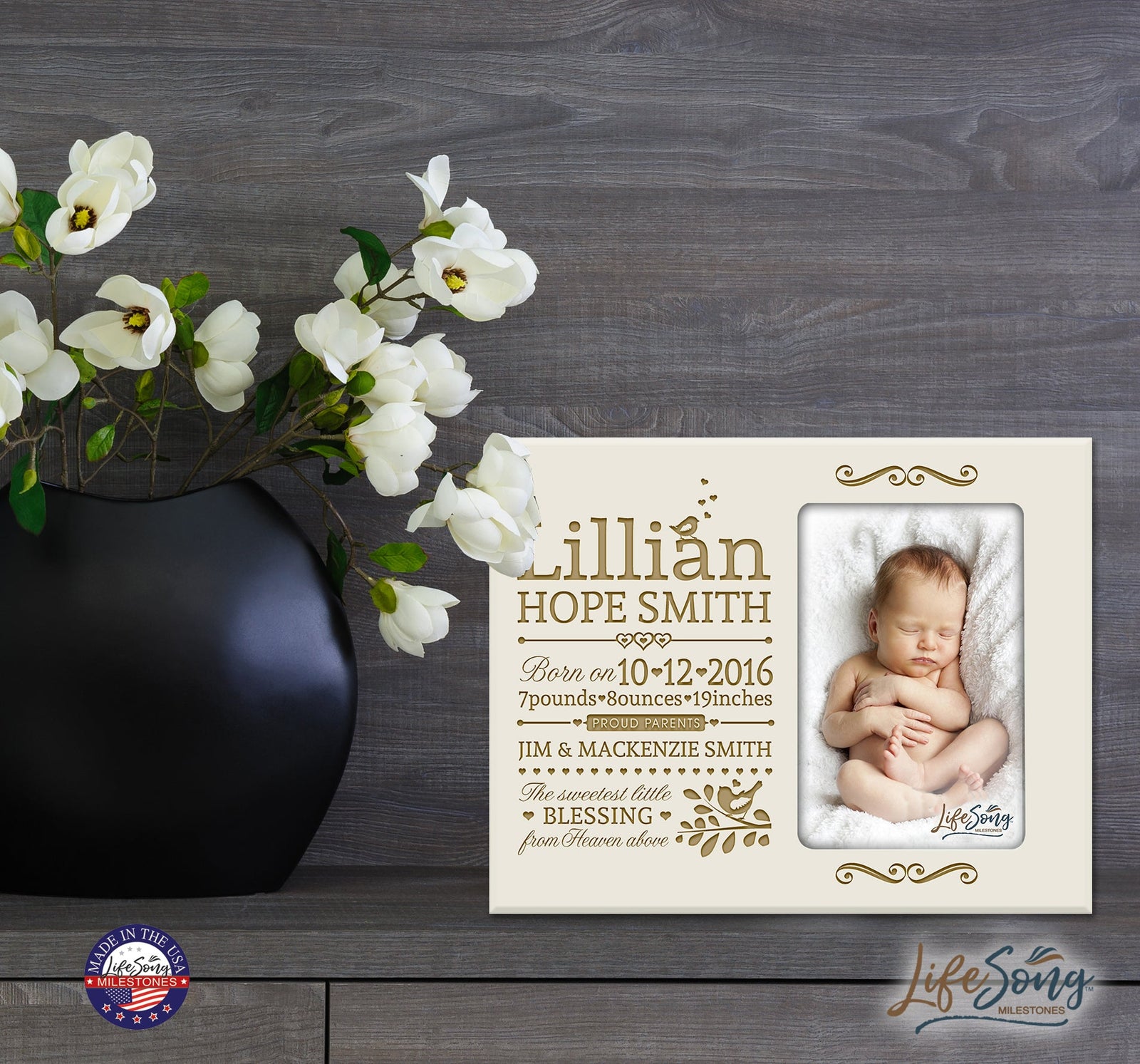 Personalized New Baby Photo Frame - Little Blessing - LifeSong Milestones