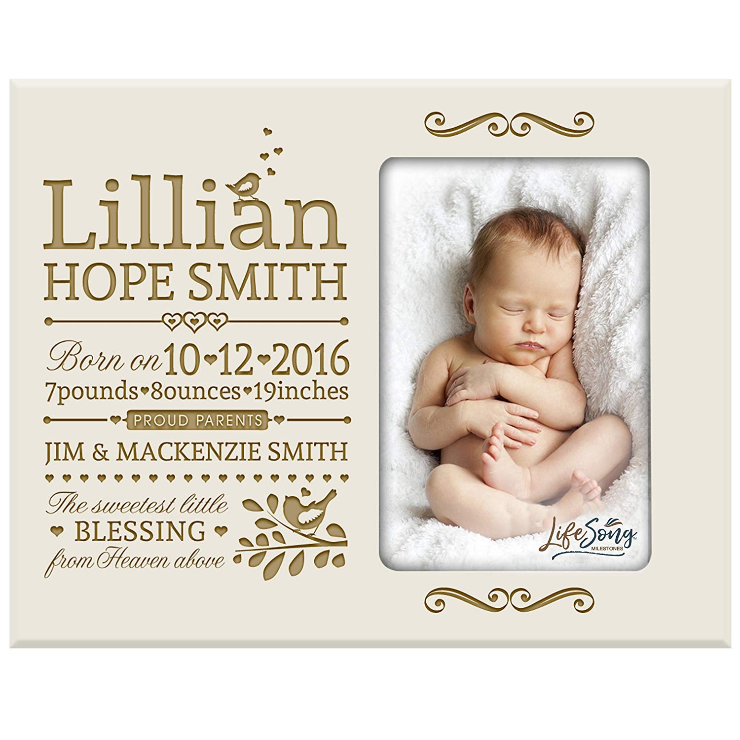 Personalized New Baby Photo Frame - Little Blessing - LifeSong Milestones