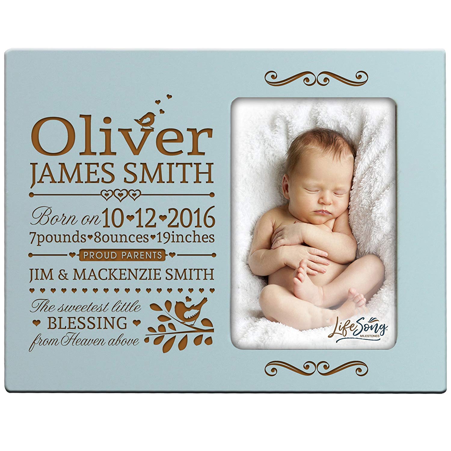 Personalized New Baby Photo Frame - The Sweetest Little Blessing - LifeSong Milestones