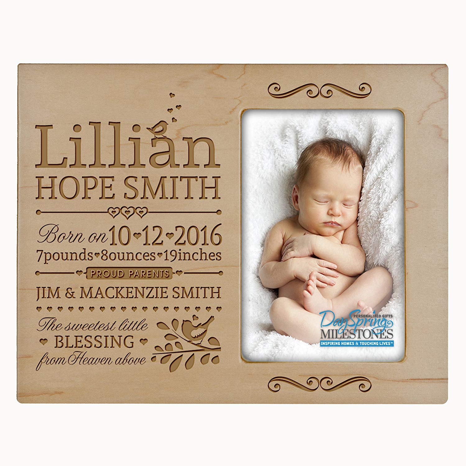 Personalized New Baby Photo Frame - The Sweetest Little Blessing - LifeSong Milestones