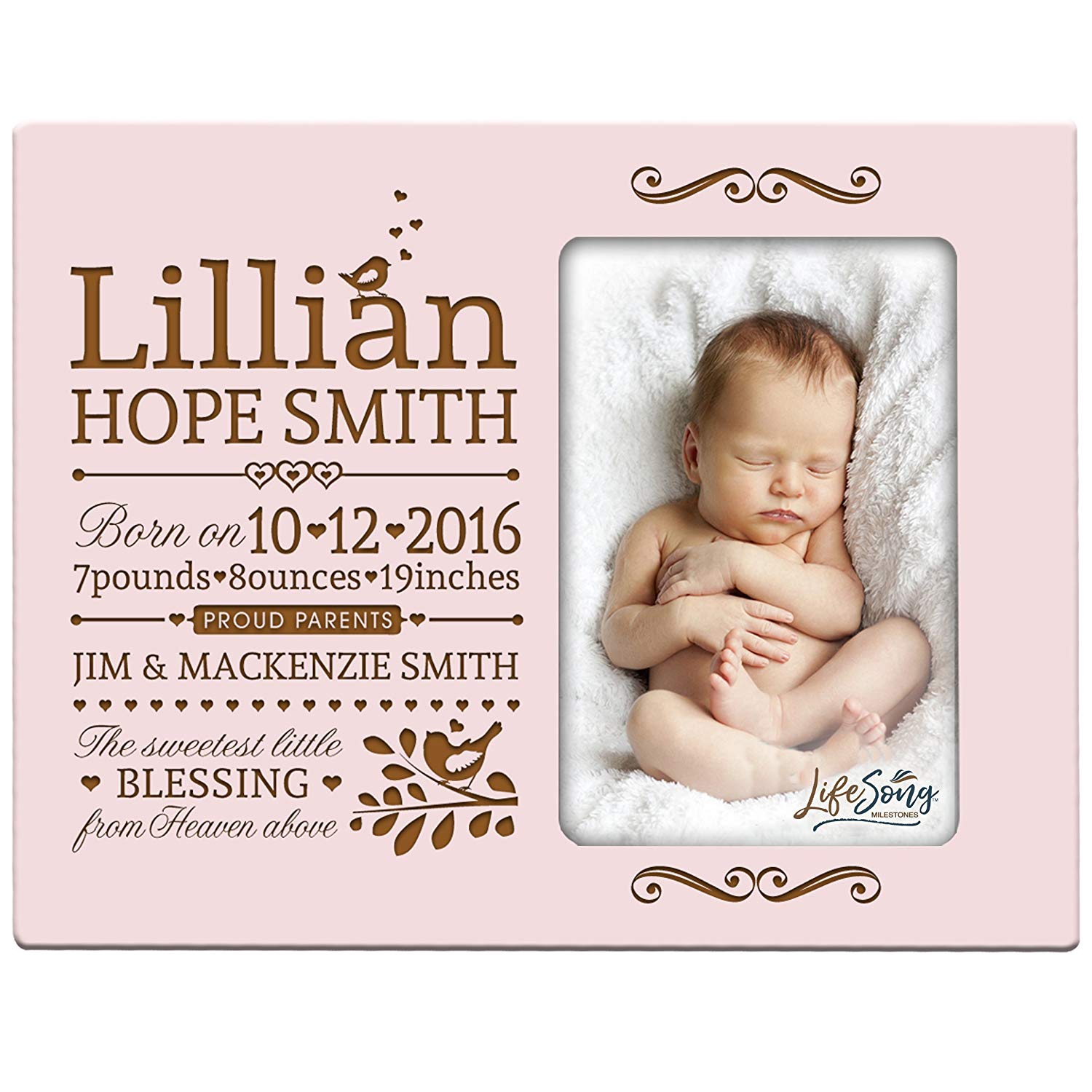 Personalized New Baby Photo Frame - The Sweetest Little Blessing - LifeSong Milestones