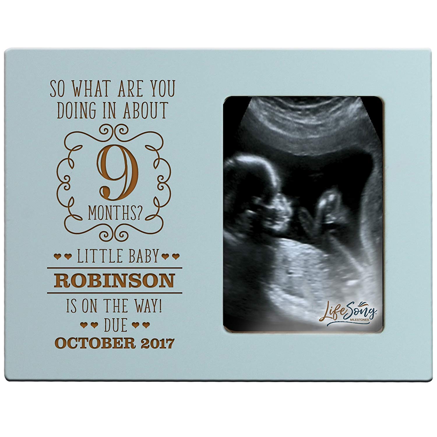 Personalized New Baby Sonogram Photo Frames - About 9 Months? - LifeSong Milestones