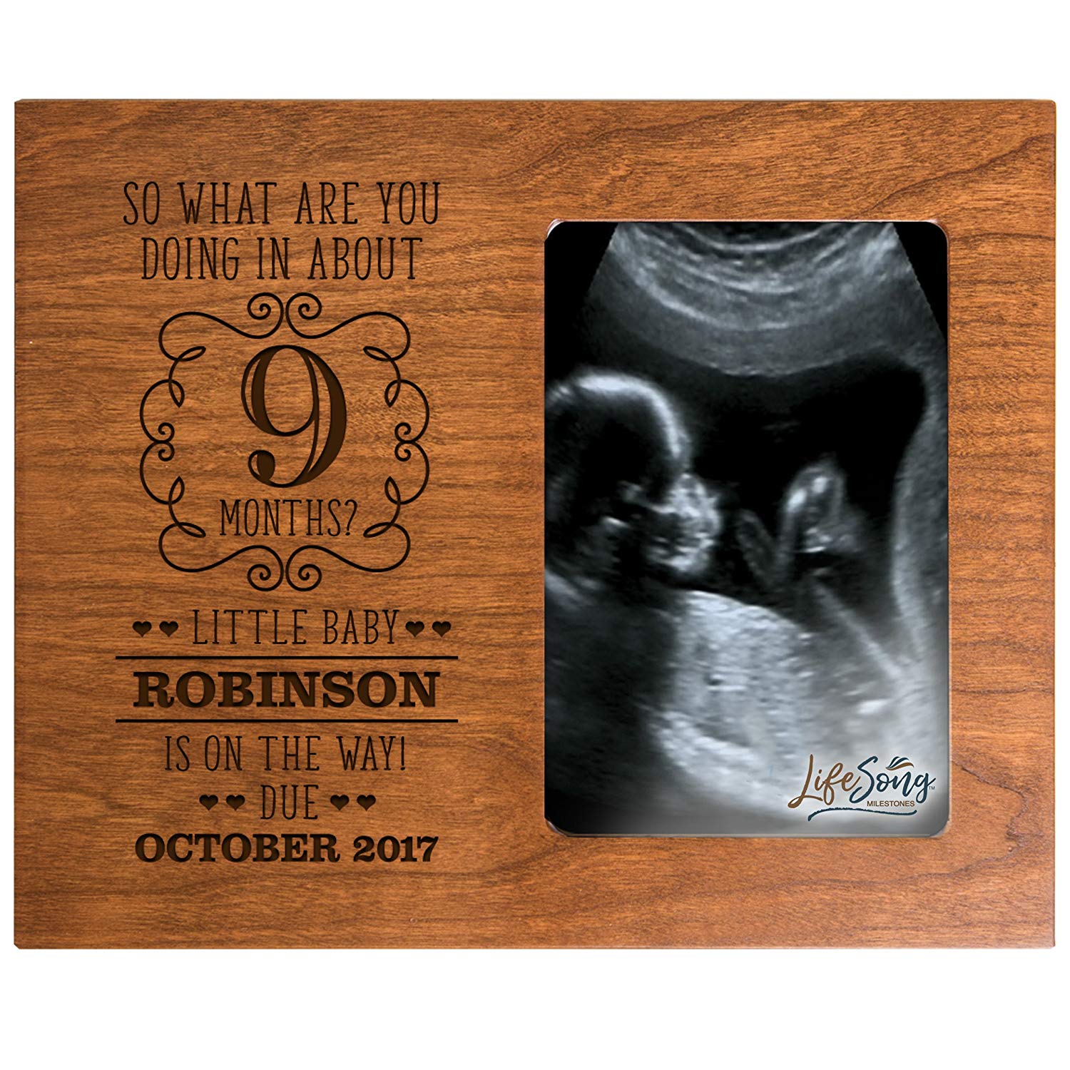 Personalized New Baby Sonogram Photo Frames - About 9 Months? - LifeSong Milestones