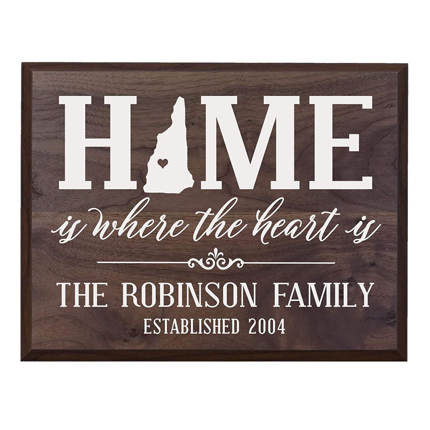 Personalized New Hampshire State Home is Where the heart is Sign - LifeSong Milestones
