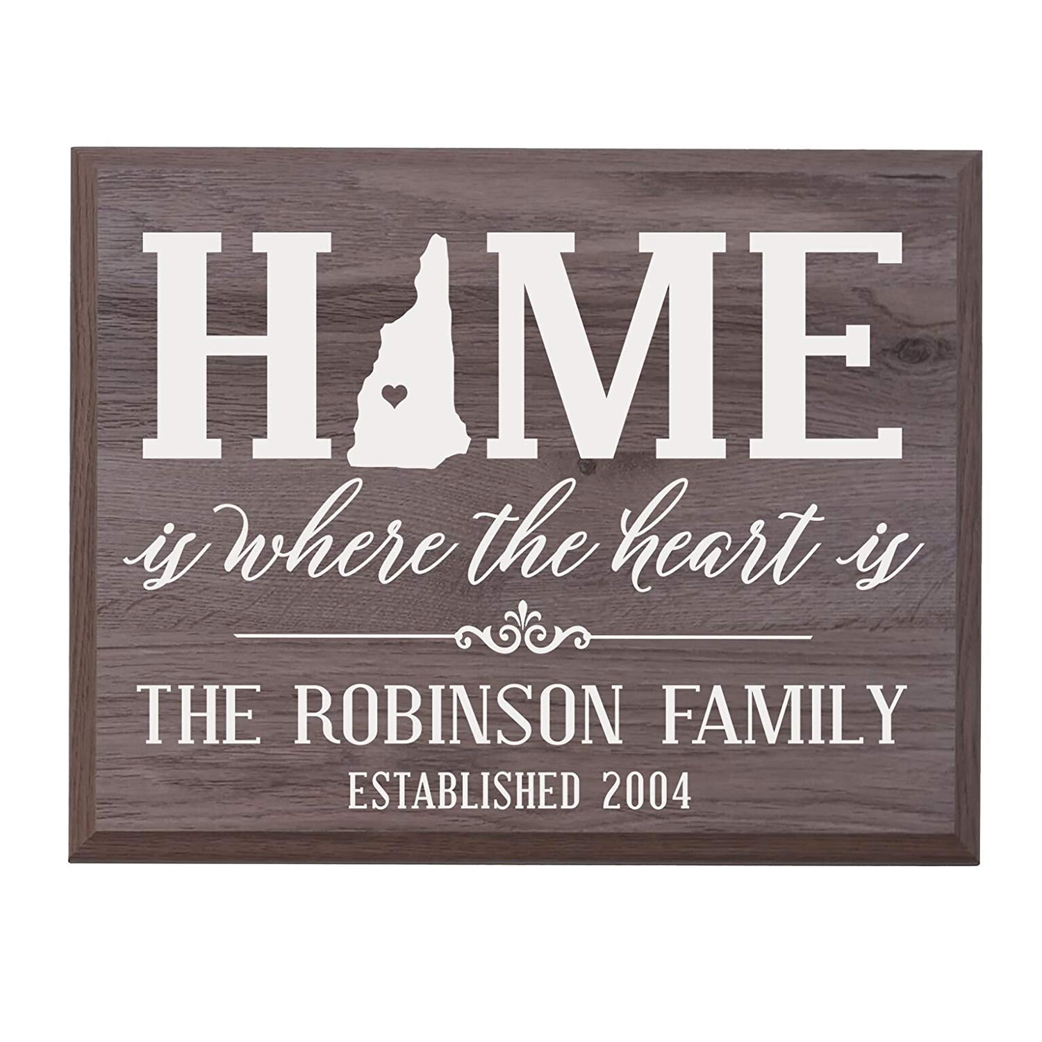 Personalized New Hampshire State Home is Where the heart is Sign - LifeSong Milestones