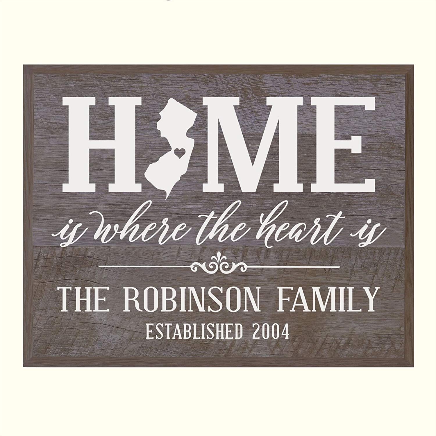Personalized New Jersey State Home is Where the heart is Sign - LifeSong Milestones