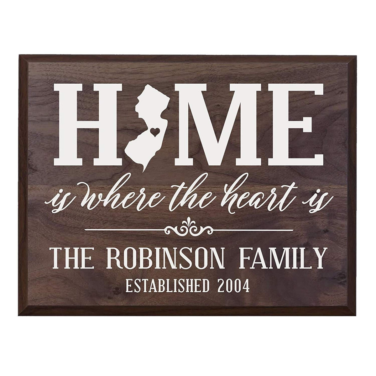Personalized New Jersey State Home is Where the heart is Sign - LifeSong Milestones