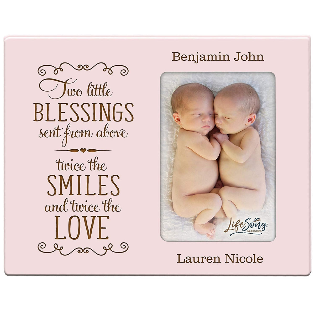 Personalized New Twin Baby Photo Frame - These Little Blessings - LifeSong Milestones