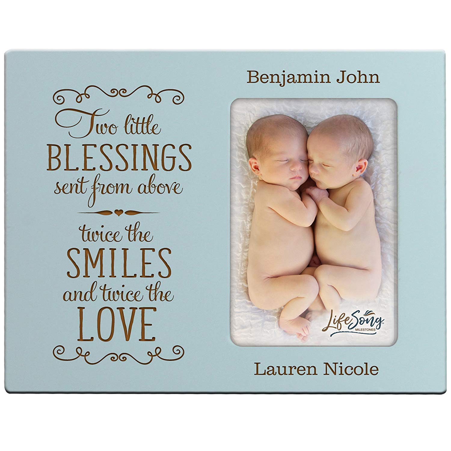 Personalized New Twin Baby Photo Frame - These Little Blessings - LifeSong Milestones