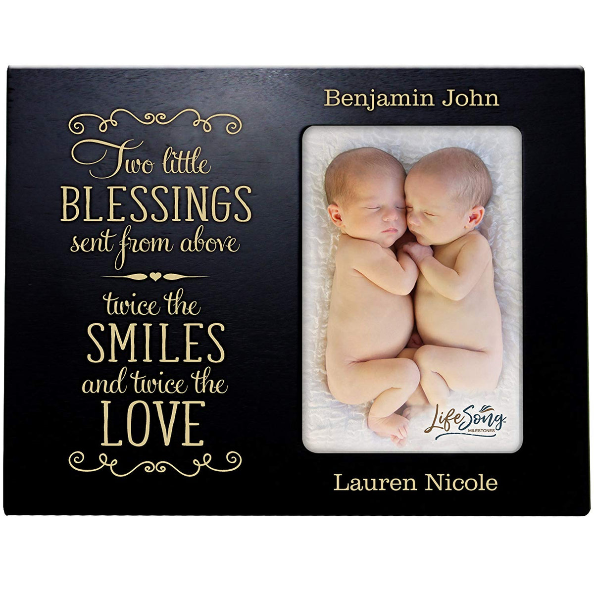 Personalized New Twin Baby Photo Frame - These Little Blessings - LifeSong Milestones