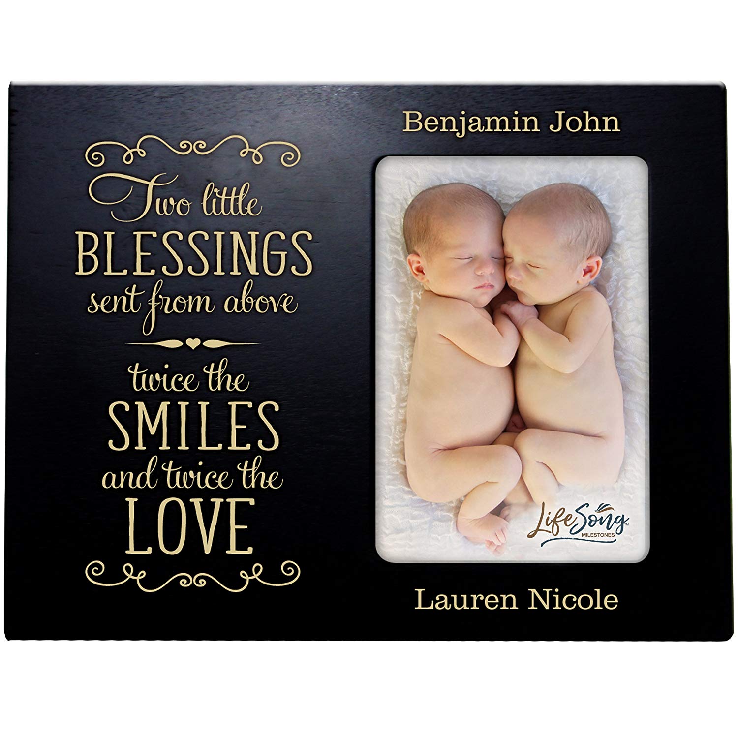 Personalized New Twin Baby Photo Frame - These Little Blessings - LifeSong Milestones