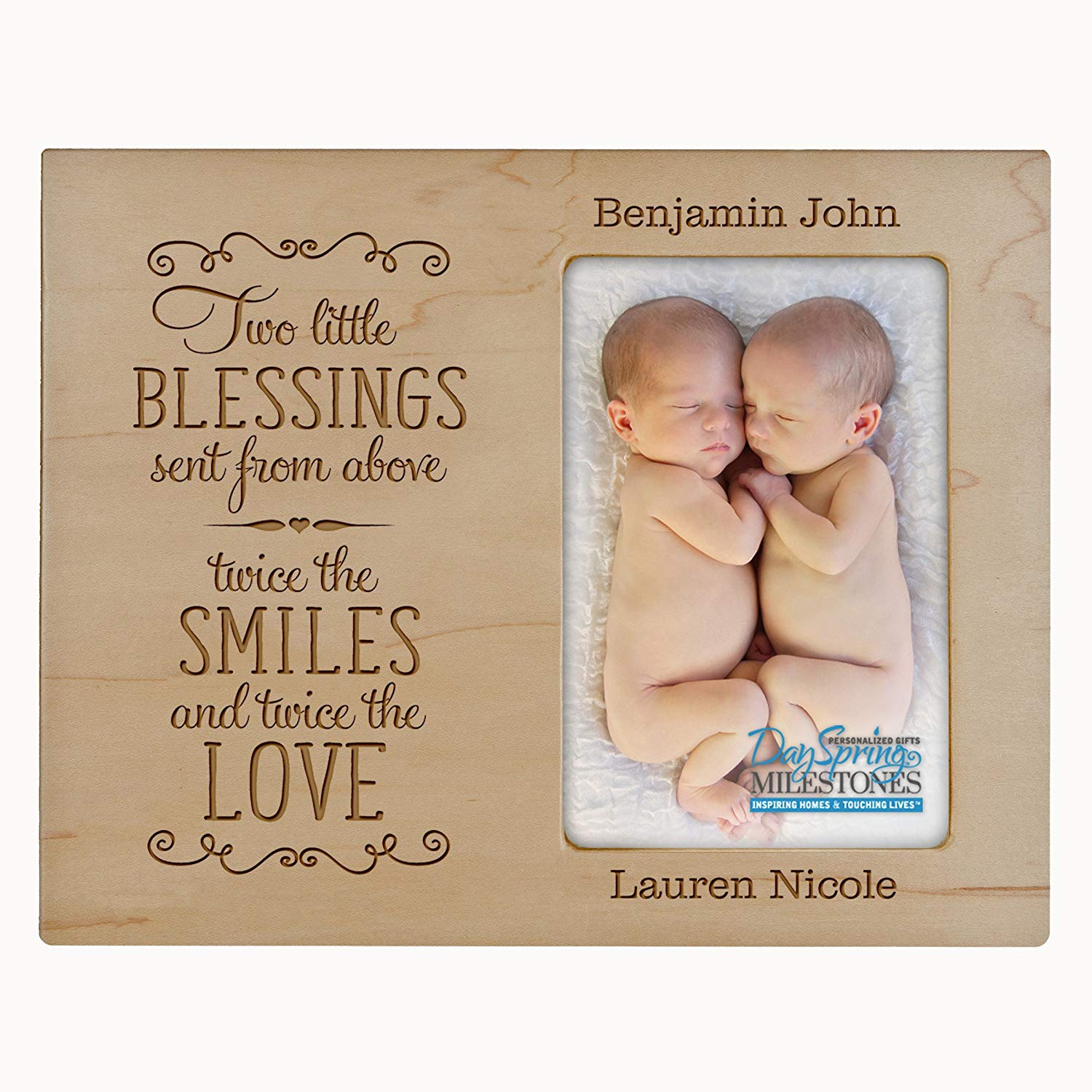 Personalized New Twin Baby Photo Frame - These Little Blessings - LifeSong Milestones