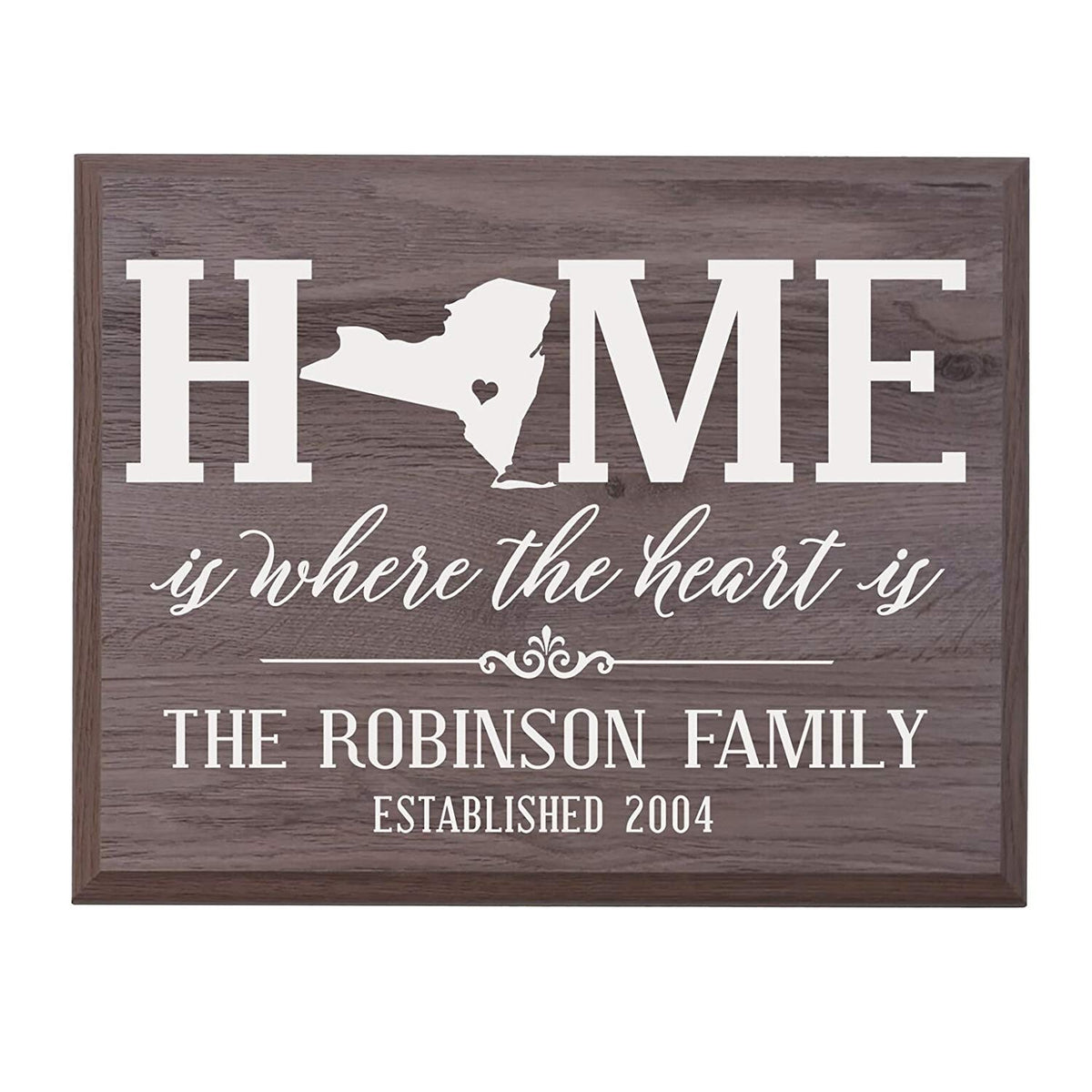 Personalized New York State Home is Where the heart is Sign - LifeSong Milestones