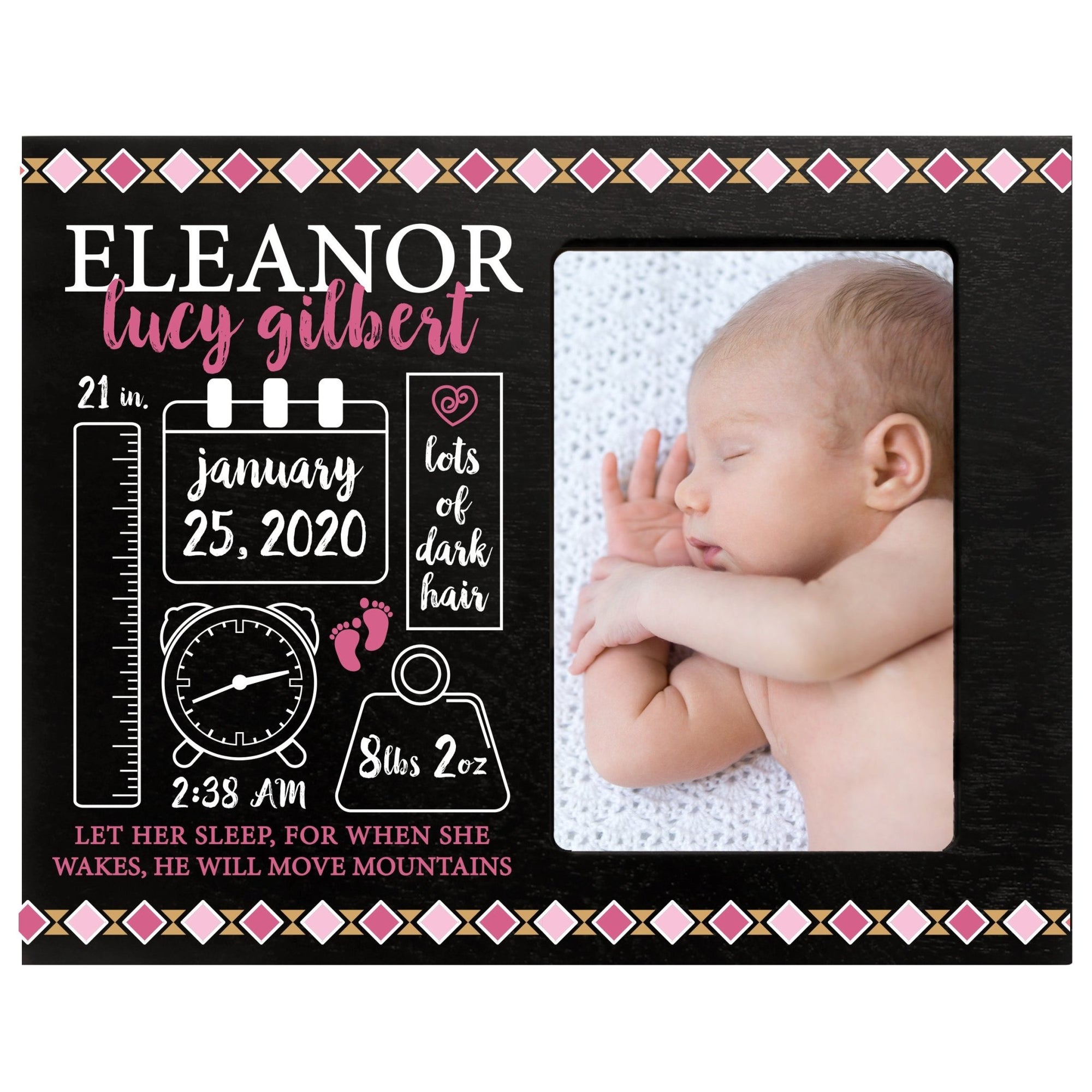 Personalized Newborn Baby Birth Stats Picture Frame - Tribal - LifeSong Milestones
