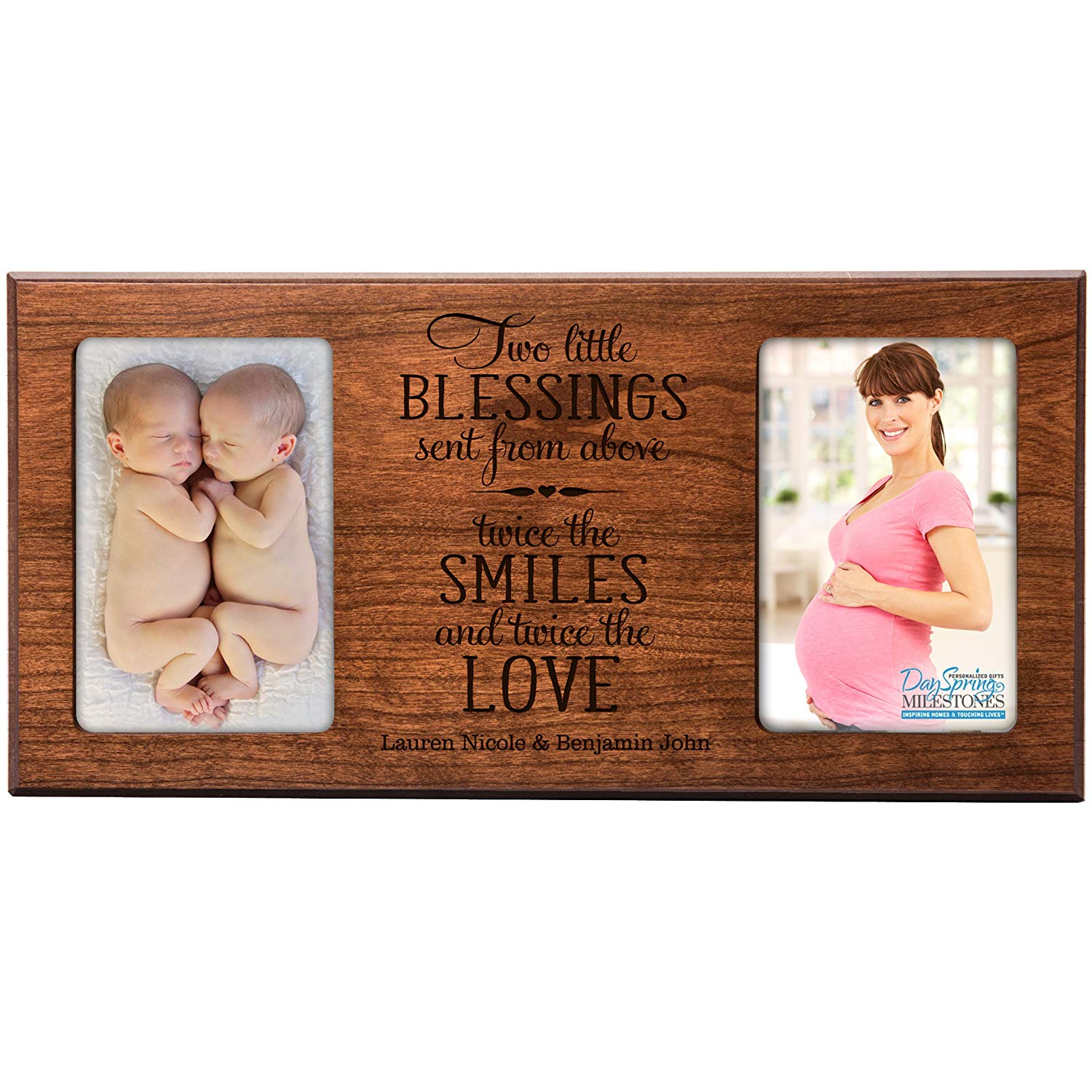 Personalized Newborn Twin Double Photo Frame - Two Little Blessings - LifeSong Milestones
