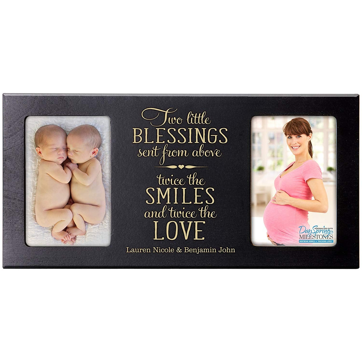 Personalized Newborn Twin Double Photo Frame - Two Little Blessings - LifeSong Milestones