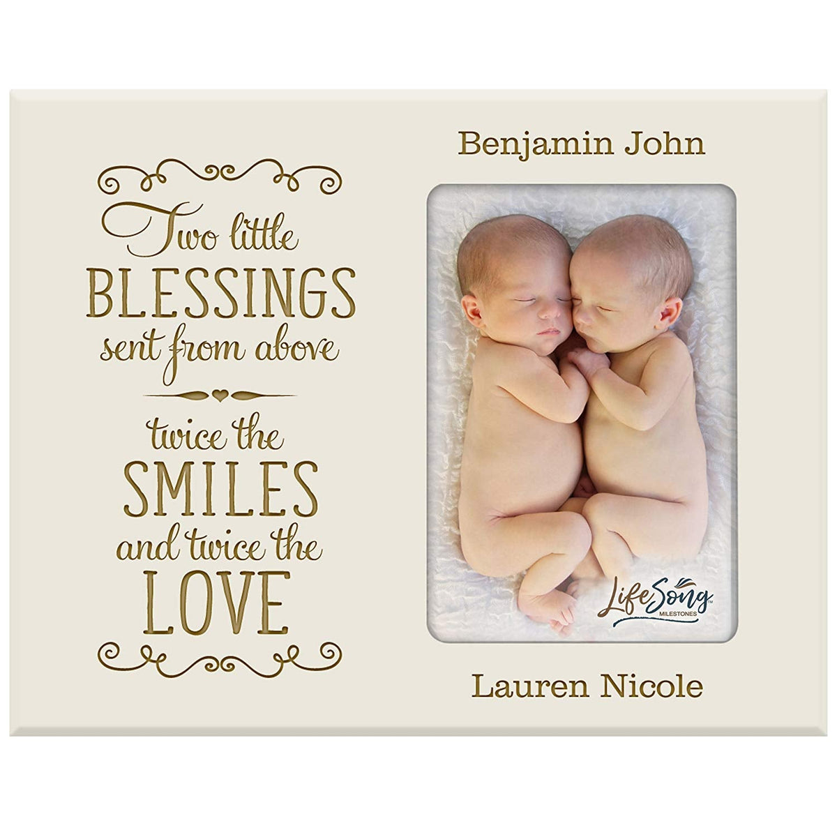 Personalized Newborn Twin Photo Frame - Two Little Blessings - LifeSong Milestones