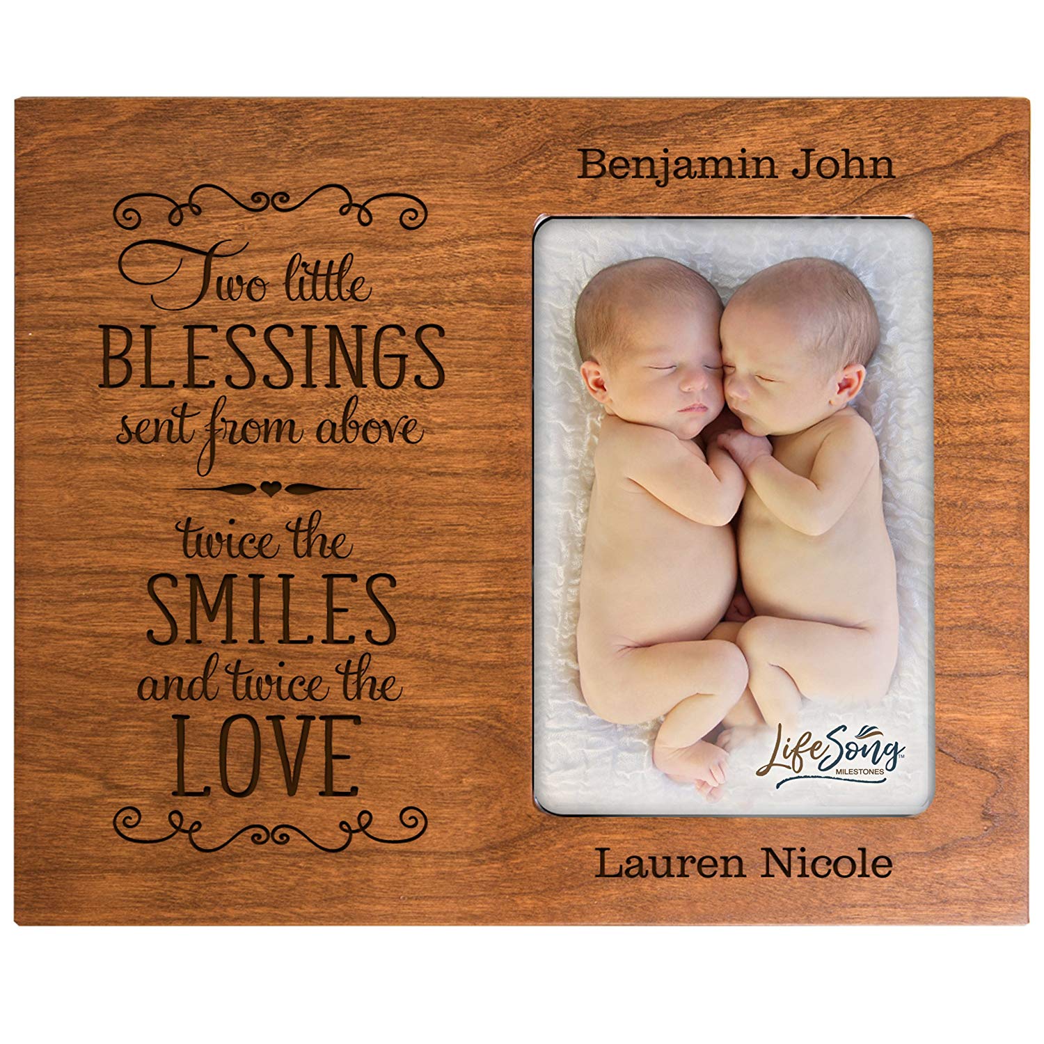 Personalized Newborn Twin Photo Frame - Two Little Blessings - LifeSong Milestones