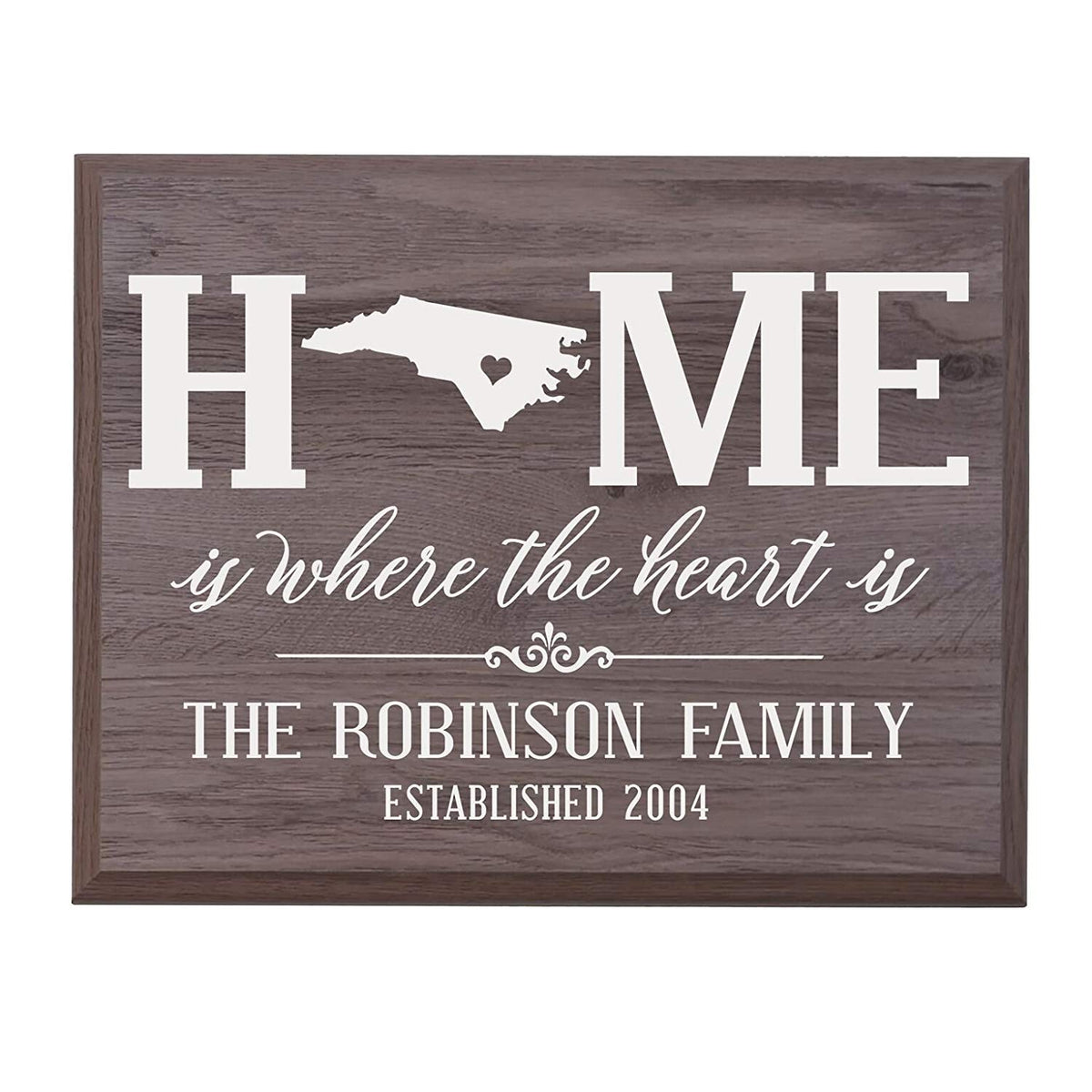 Personalized North Carolina State Home is Where the heart is Sign - LifeSong Milestones