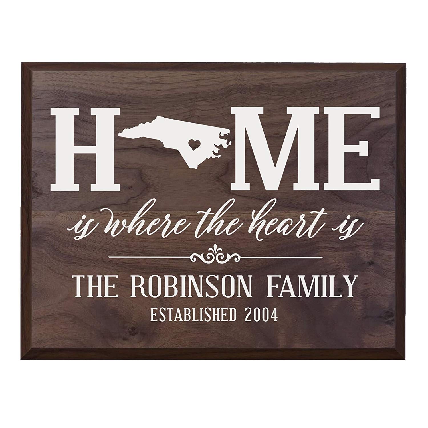 Personalized North Carolina State Home is Where the heart is Sign - LifeSong Milestones