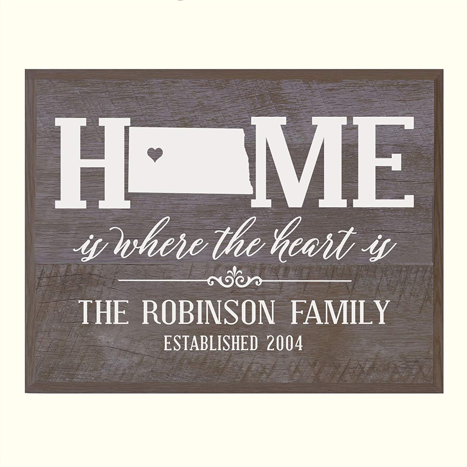 Personalized North Dakota State Home is Where the heart is Sign - LifeSong Milestones