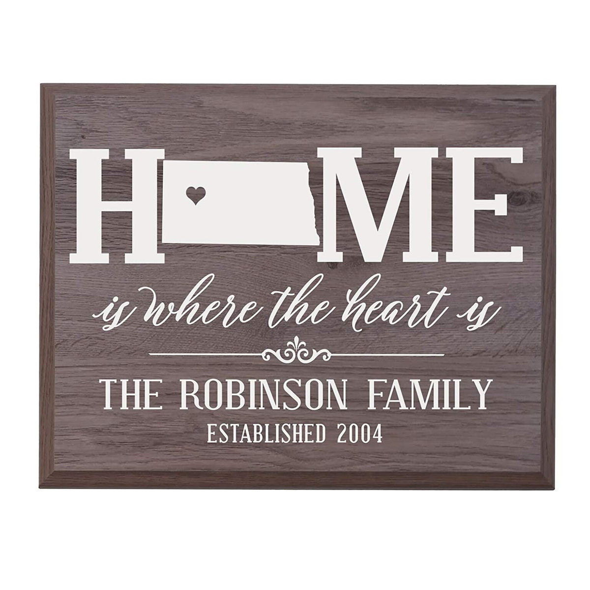 Personalized North Dakota State Home is Where the heart is Sign - LifeSong Milestones