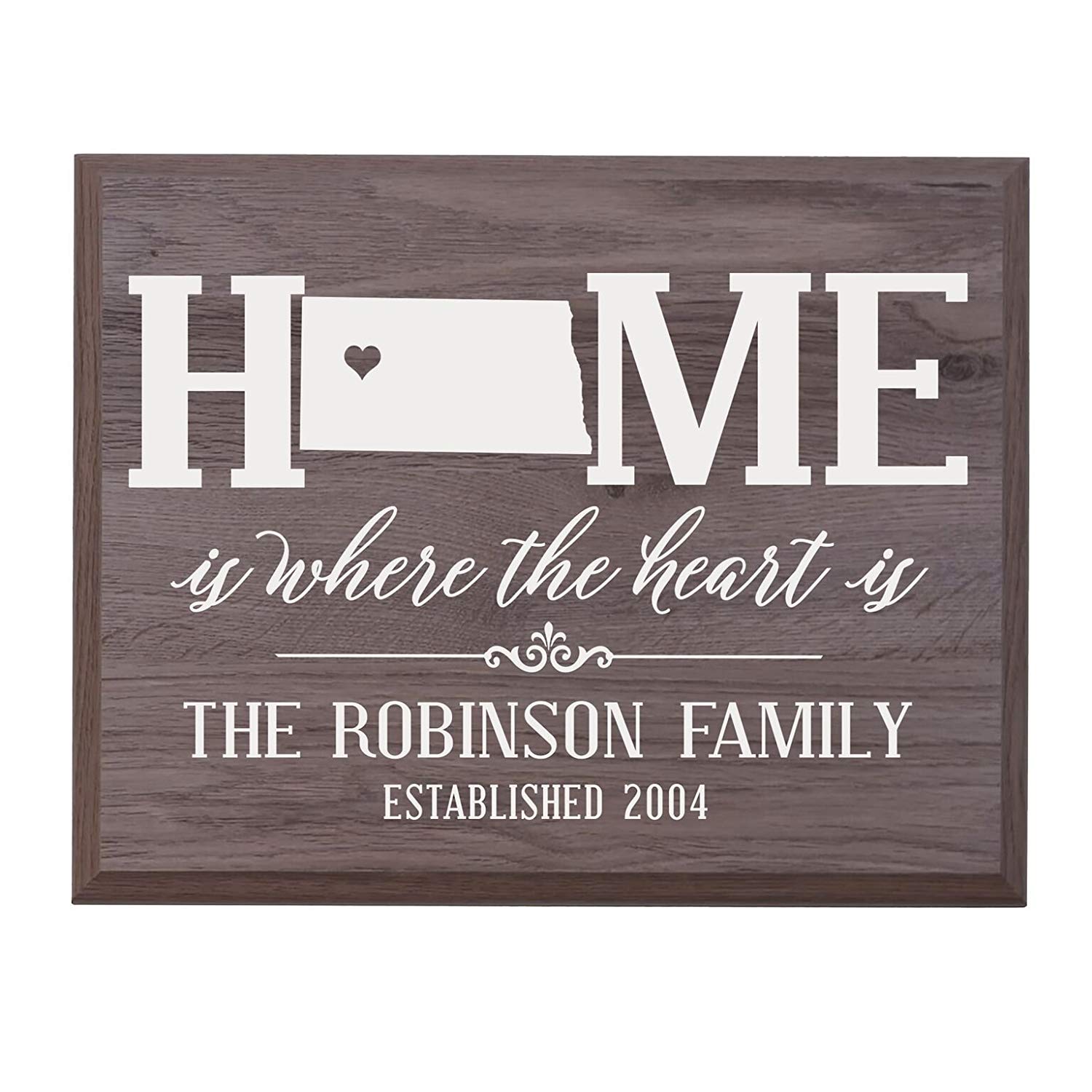 Personalized North Dakota State Home is Where the heart is Sign - LifeSong Milestones