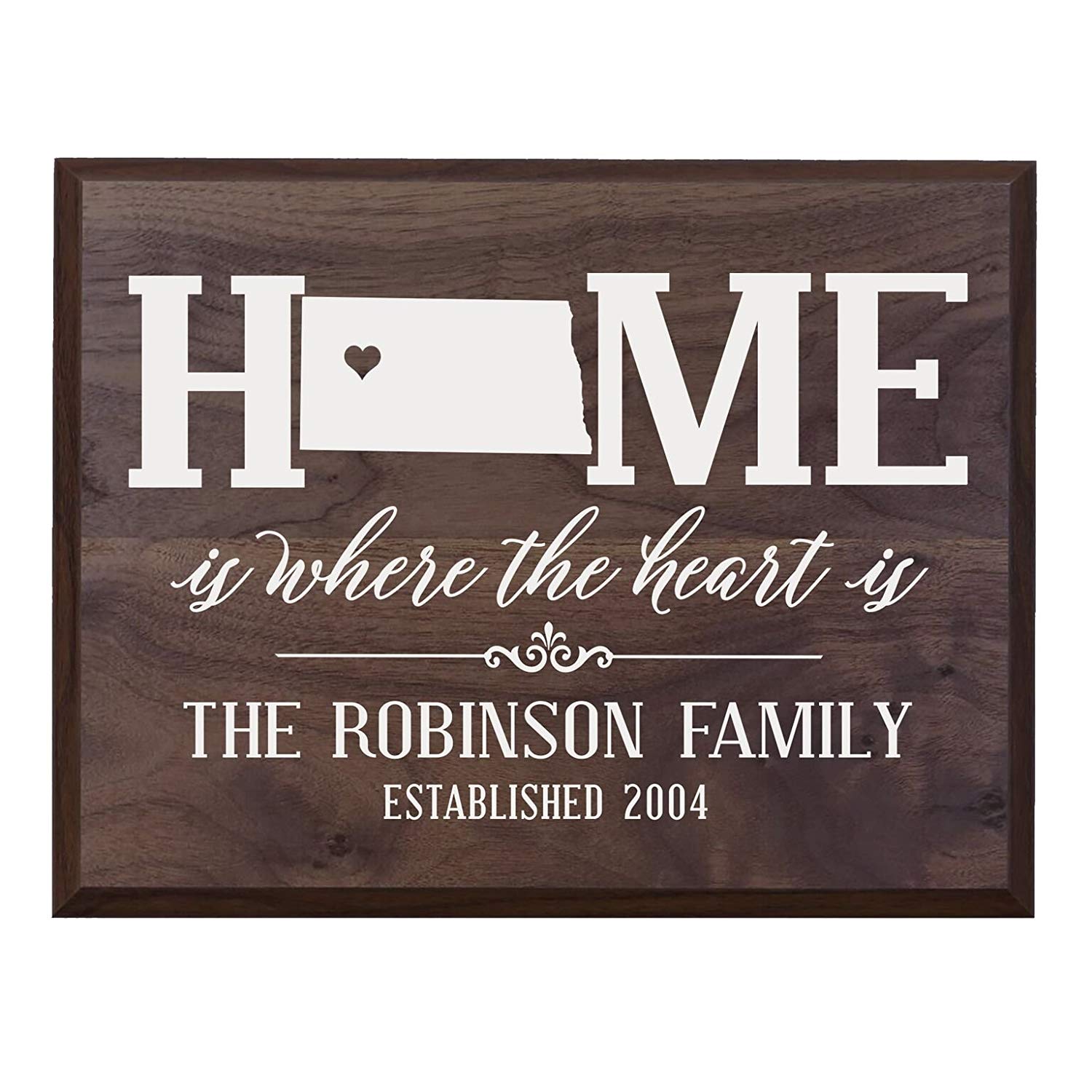 Personalized North Dakota State Home is Where the heart is Sign - LifeSong Milestones