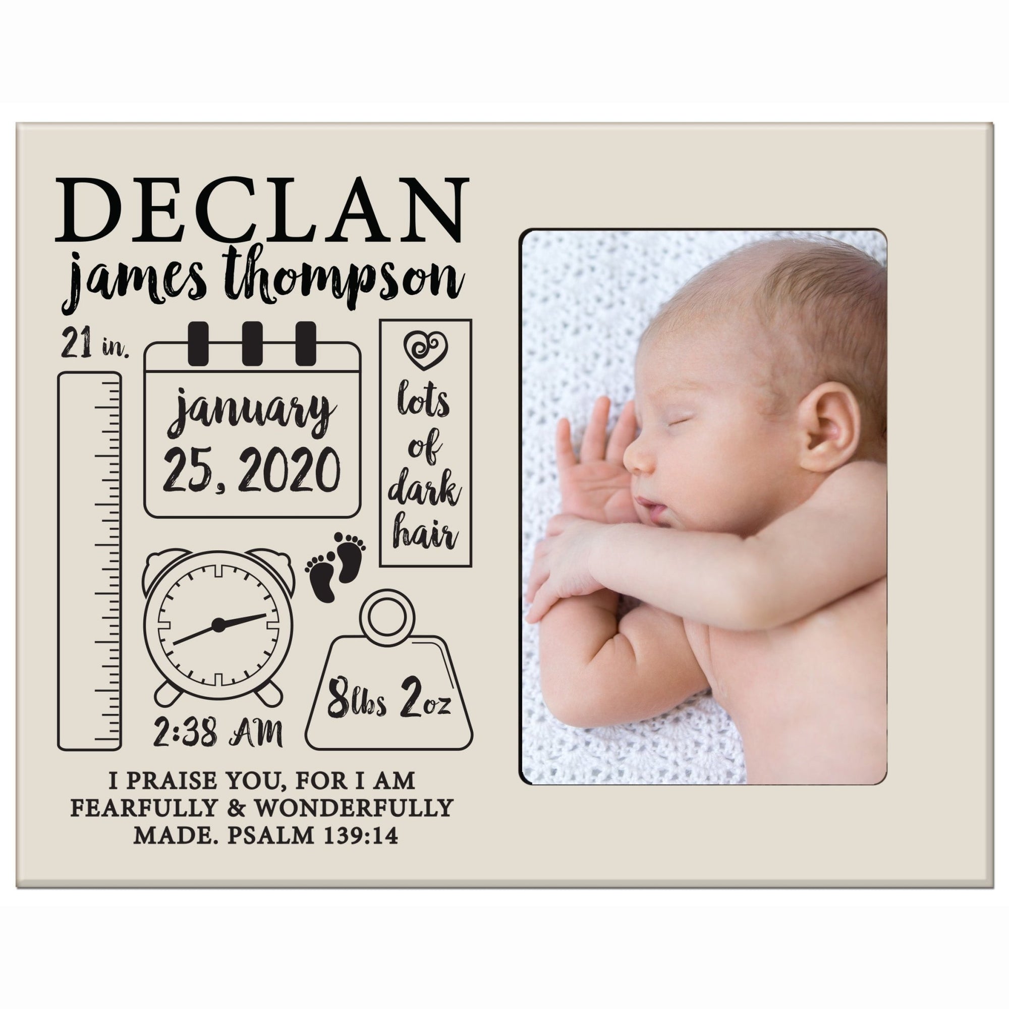 Personalized Nursery Baby Birth Stats Picture Frame - Chalkboard - LifeSong Milestones