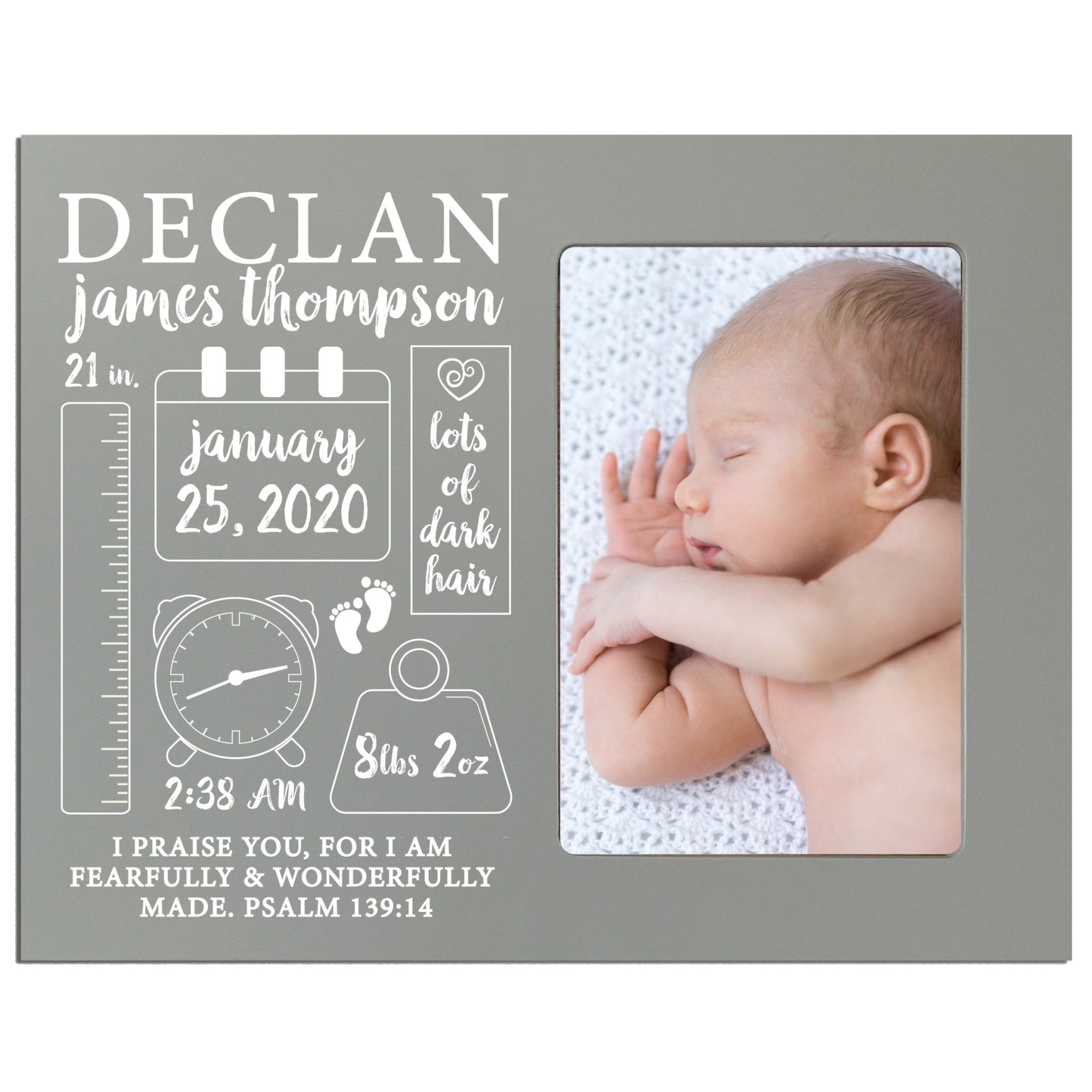 Personalized Nursery Baby Birth Stats Picture Frame - Chalkboard - LifeSong Milestones