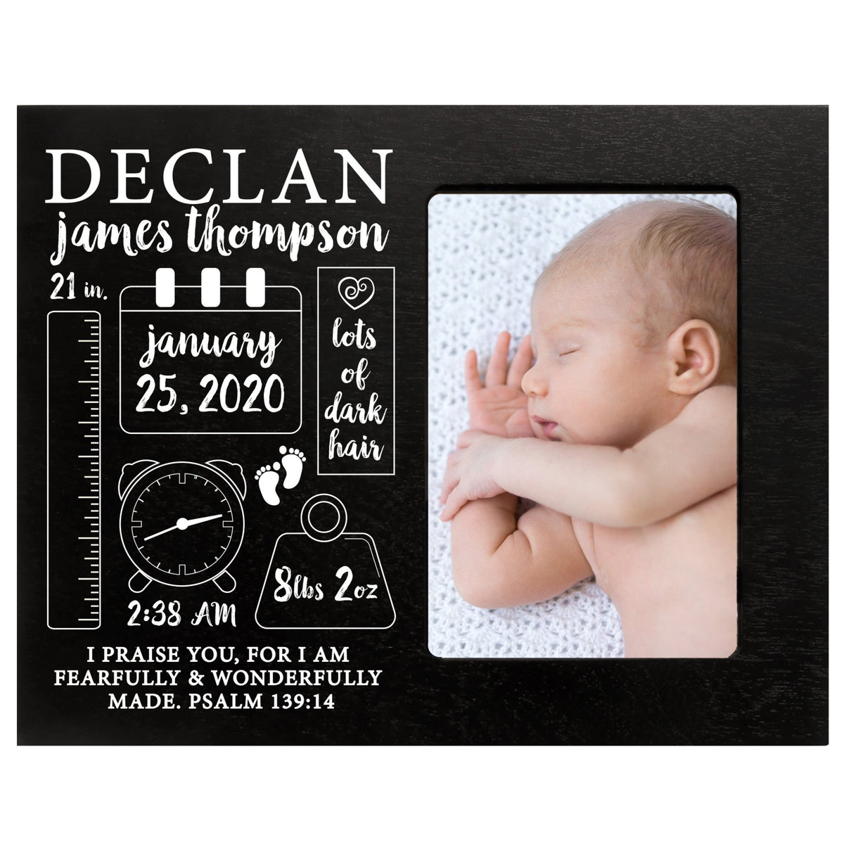 Personalized Nursery Baby Birth Stats Picture Frame - Chalkboard - LifeSong Milestones