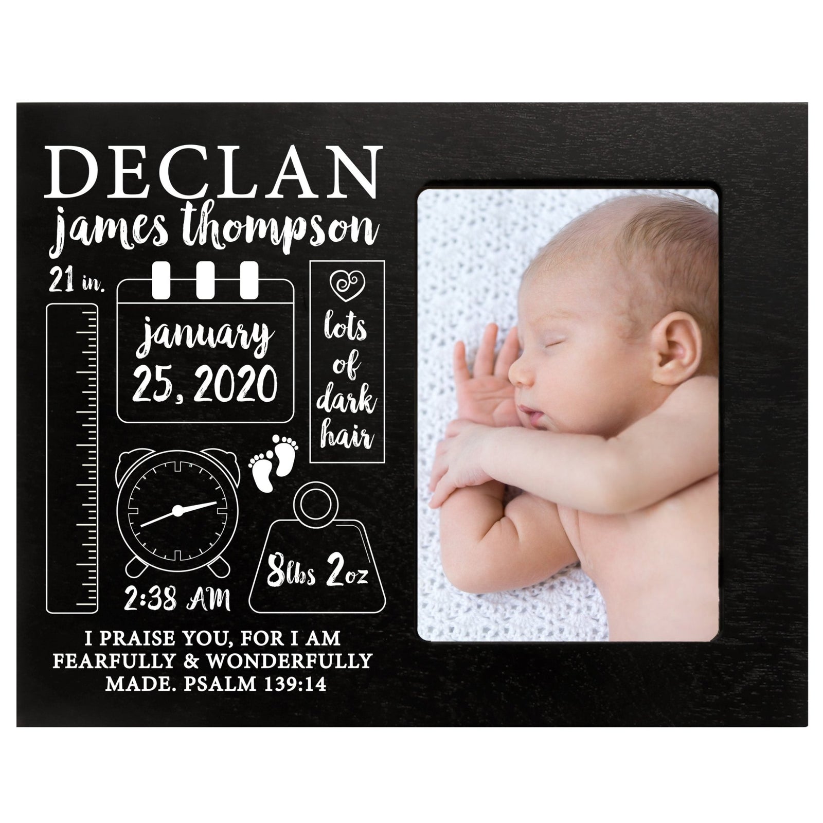 Personalized Nursery Baby Birth Stats Picture Frame - Chalkboard - LifeSong Milestones